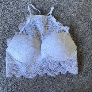 White high neck lace bralette